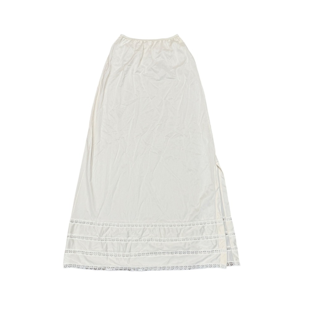 VTG Gossard Artemis Ivory Half Slip Skirt Lace Trim Maxi Small 1960s USA Feminin